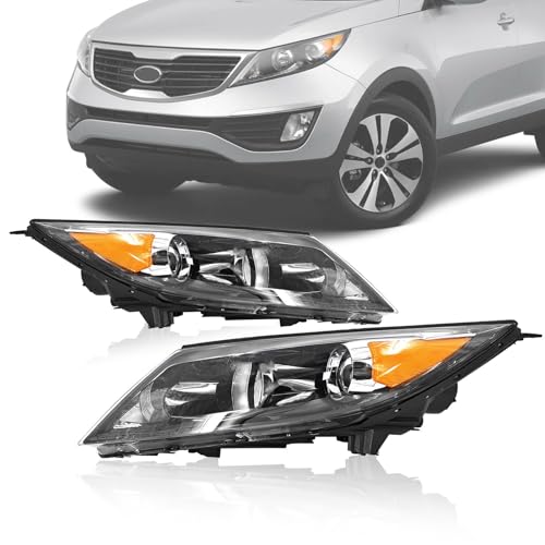 DanVard Headlight Assembly Compatible with Kia Sportage 2011 2012 Left Right Pair of Halogen Headlamp Replacement 92101-3W050 92102-3W050 KI2502148 KI2503148