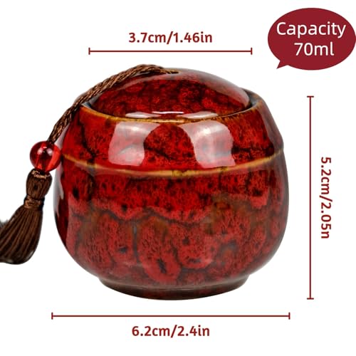 Bakiauli 2-Piece Ceramic Tea Jars, Vintage Chinese Style Storage Jars with Tassel, 70ml Canister for Kitchen Tea, Coffee, Spices or Sugar - Cosy Home Interiors Bakiauli 2-Piece Ceramic Tea Jars, Vintage Chinese Style Storage Jars with Tassel, 70ml Canister for Kitchen Tea, Coffee, Spices or Sugar - Image 2