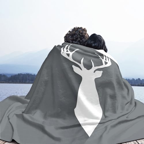 Couverture en flanelle blanche tête de cerf lit et canapé