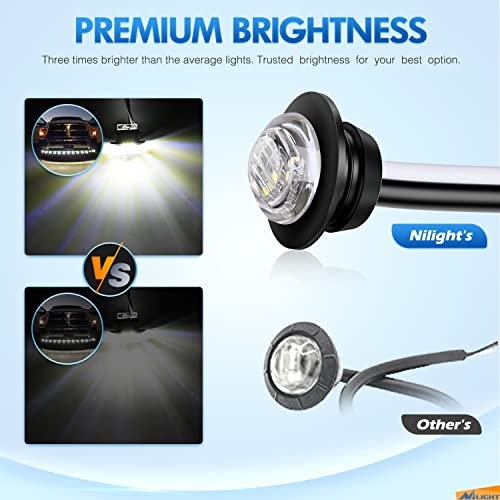 Image of Nilight 3 /4 inch Round LED Clearance Marker Lights,White, 10-Pack