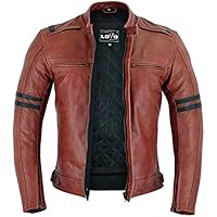 LOVO Chaqueta vintage de cuero para moto (8XL)