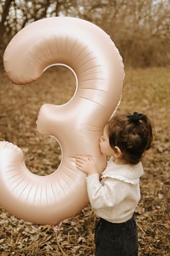 Image of Light Brown 3 Balloon, Tan Number Balloons 40 Inch, Beige 3rd Birthday Decorations, Men Women Sandy Brown Party Supplies for Party Decorations, Khaki Number 3 Balloon