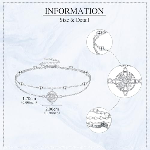 Image of YAFEINI Nudo de Bruja Plata 925 Original Witches Knot Anklet Sterling Silver Witch Foot Jewelry Witchy Gifts for Women