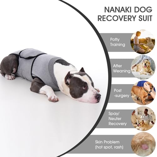 Image of Nanaki After Surgery Dog Recovery Suit Female Spay-Male Neuter Surgery Suit For Dogs,Abdominal Wounds Bandages, E-Collar & Cone Alternative Prevent Licking,Soft Protective Pet Pajamas,Post-Op Wear, XL