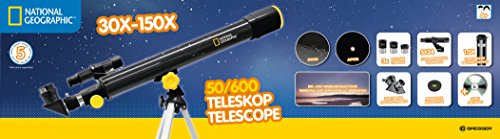 National Geographic Teleskop 50/600 AZ mit azimutalem höhenverstellbarem Dreibeinstativ und...