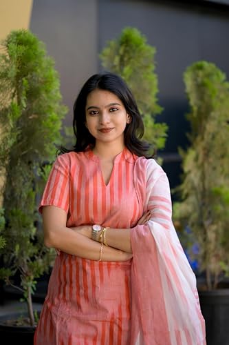 Image of ANNI DESIGNER Women Cotton Blend Kurta with Pant & Dupatta