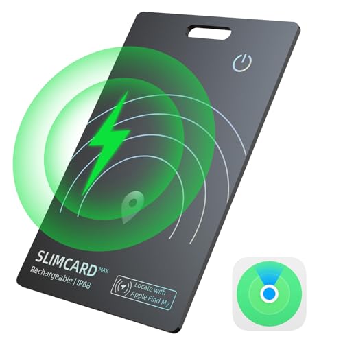 Bluetooth Wallet Tracker Card-1 Pack, 0.07 in Thin Rechargeable Wallet Finder Card Works with Apple Find My (iOS Only,Not for Android), iPhone Smart Card, Bluetooth Trackers for Passport, Purse, Bag