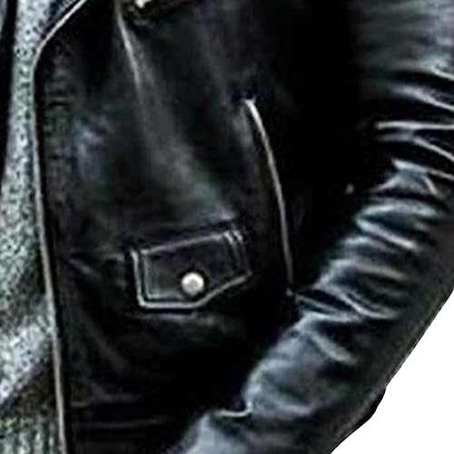 Maiyifu-GJ Motorcycle Faux Leather Jackets for Men Slim Fit Leather Biker Jacket Stylish Lightweight Zip Up Biker Coat4