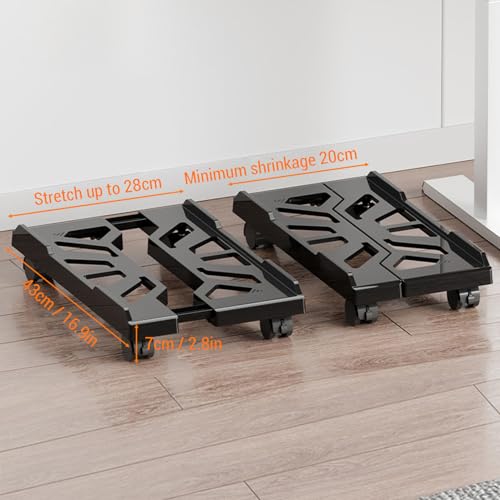Soporte ajustable para PC, soporte para CPU con ruedas giratorias, disipación de calor, capacidad de carga 32 kg, ajustable para torres de computadora de 20 a 28 cm de ancho, material ABS miniatura 6