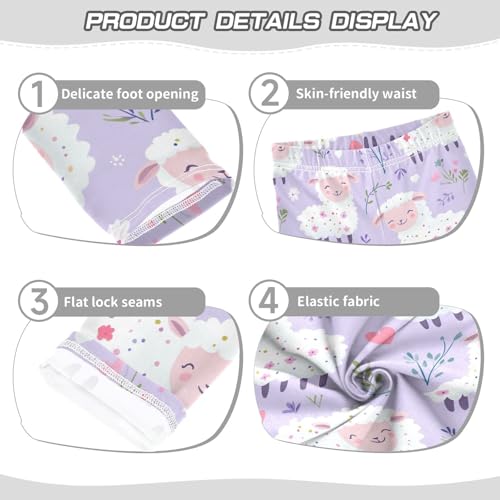 Lambs Flowers Girls Leggings,Workout Leggings for Girls Toddler Athletic Legging Size for 3-10T3