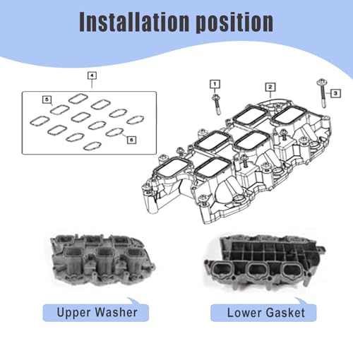 Image of 12 PCS Intake Manifold Rubber Sealing Gasket Set, Intake Manifold Upper and Lower Gasket Replaces# 5184562AC 5184331AC, Compatible with Dodge Chrysler