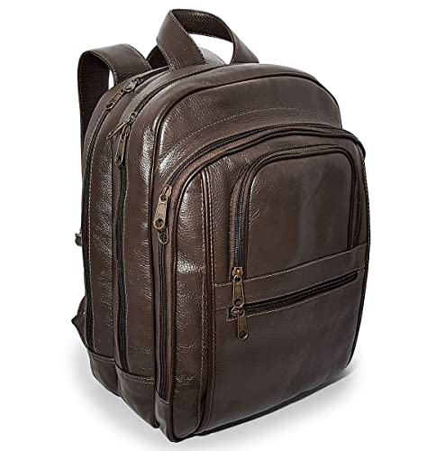 Mochila Executiva Grande De Couro Bovino Para Notebook Cor:Marrom