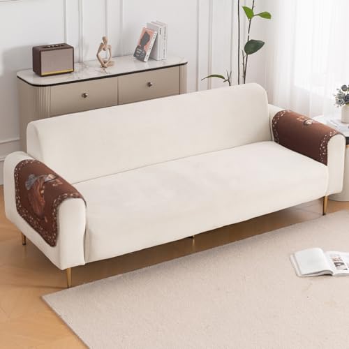 Image of HOKIPO HeavenHue Fleece Backed Sofa Armrest Cover 2 Pc, Nritya Echo