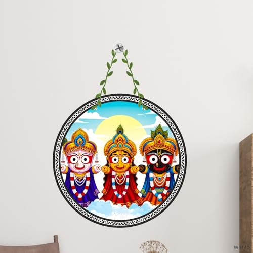 Image of Decorative Wooden Wall Hanging Traditional Indian Deities Design for Home Decor, WH40
