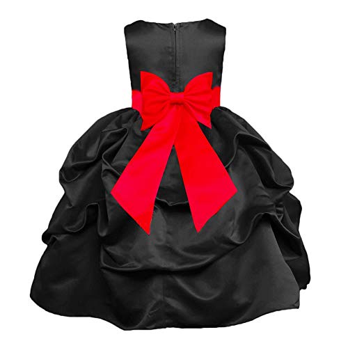 Pink Promise Black Wedding Flower Girl Special Occasion Pick Up Formal Dress with Bow