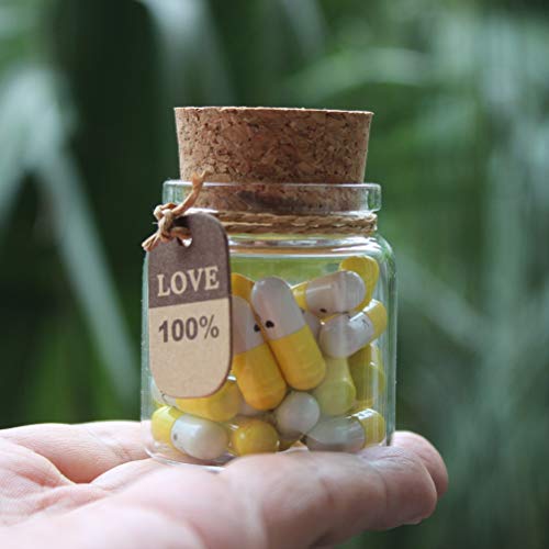 Image of INFMETRY Capsule Letters Message in a Bottle Glass Favor Bottle (Yellow)