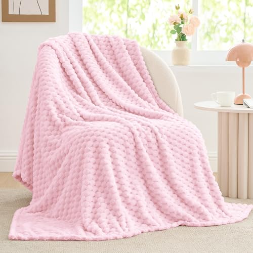 Image of BEDELITE Throw Blanket for Couch, Soft Cozy Gifts for Women, Cherry Blossom | 3D Jacquard Decorative Fleece Blanket, Super Soft Plush Throw, Cute Birthday Gift for Women, Suitable for All Seasons, 50*60