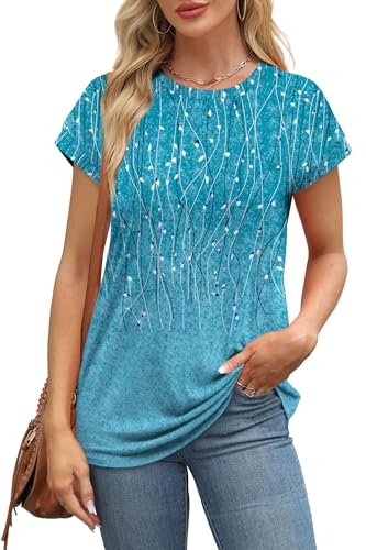 Image of Alaroo Womens Summer Tops Short Sleeve Shirts Crew Neck Cute Trendy Tunic Blouses (S-3XL)