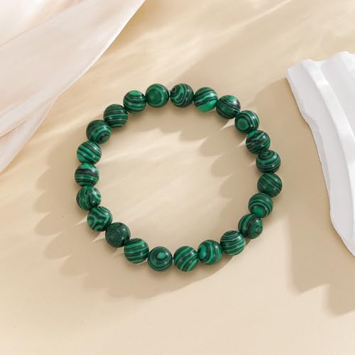 Crystal Vibe Malachite Bracelet for Protection & Growth – Natural Healing Stone 8mm Beaded Bracelet for Women Men – Adjustable Size2