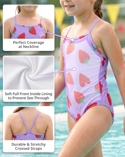 Image of weVSwe Baby Girl Swimsuit One Piece Swimsuit Cute Toddler Girls Sleeveless Bikini Kids 2-10 Years