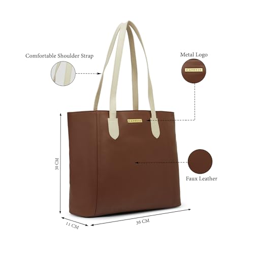 Image of Caprese Devon Large Tote Bag for Women with Comfortable Straps & Multi-Compartment | Stylish Shoulder & Handheld Bag | Fits Up to 16 Inch Laptop | Perfect for Work, Travel & Daily Use