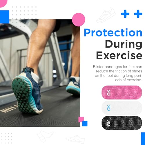 Image of OK TAPE Pre-Cut Blister Bandages for feet | Blister Prevention Tape for Feet, Fingers, Toes | 1.2in x 3.5in,White,100pcs