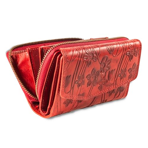 Portefeuille Femme Cuir Véritable Grand Format Idéal Shopping et Voyage