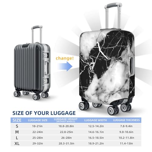 Black White Marble Luggage Cover Washable Elastic Suitcase Cover Anti-Scratch Travel Luggage Protector Covers for Kids Adult S fits 18-21 inch Suitcase4