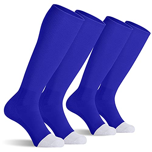 CELERSPORT 2 Pack Baseball Soccer Softball Socks For Youth Kids Men Women Multi-sport Tube Socks Royal Blue Medium