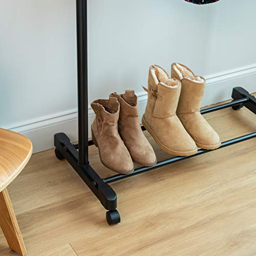 image for IRIS USA Portable Single-Rod Height Adjustable Clothes Rack with Exten