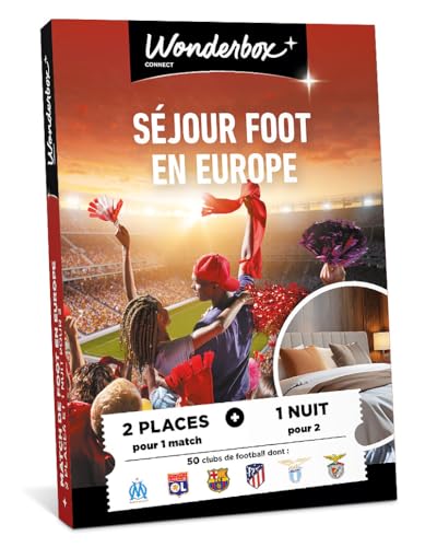 Wonderbox Connect - Coffret Cadeau - Séjour Foot en Europe - 2 places pour 1 match au choix - 1 nuit pour 2 - Validité 27 mois