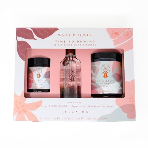 Coffret cadeau relaxant pour le bain Time to Unwind Wild Rose aux motifs fleuris