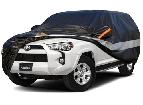 Image of Holhtly Car Cover Custom Fit for Toyota 4Runner, Car Covers for Automobiles All Weather Waterproof Sun Snow Rain Wind Dust Protection, Outdoor Car Cover Black & Grey