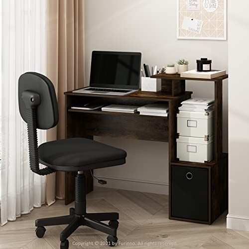 Image of Furinno ECON Desk, 40 inch Gaming Desk with Keyboard Tray, Computer Desk, Office Desk with Side Shelves and Storage Bin, 40-Inch, for Home Office, Study Room, Dorm, Amber Oak