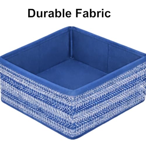 Image of DALUCI 6 Piece Foldable Clothing Storage Box Set | Cube Storage Bins and Dividers for Wardrobe Cloth Organizer for Storage Cupboard and Drawer Organizers for Shirts Pants Underwear Bras Socks (Blue)