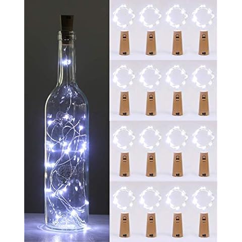 Bottle Lights with Cork, Kolpop Cork Lights for Wine Bottles, 2m 20 LED Silver Wire Battery Powered String Fairy Lights for Bedroom Party Wedding Christmas Table Centrepiece Decoration (Cool White) Cover
