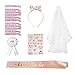 Hazrcvr 16 Pièces EVJF Accessoire 10 Team Bride Bracelet et 1 Bracelet Future Mariée Écharpe Bride to Be Voile Mariée Badge Bandeau Tatouage Autocollants pour Enterrement de Vie de Jeune Fille