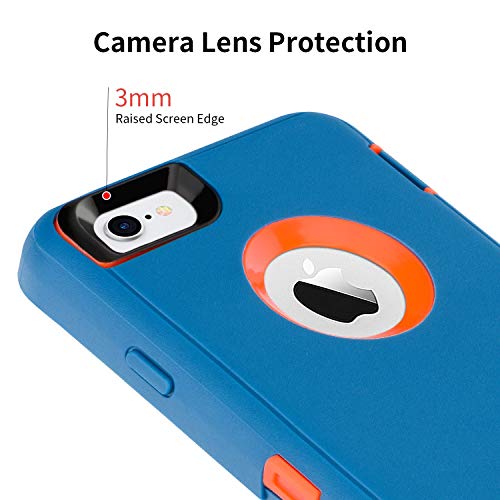 Cafewich Iphone 6/6S Case Heavy Duty Shockproof High Impact Tough Rugged Hybrid Rubber Triple Defender Protective Anti-Shock Silicone Mobile Phone Cover For Iphone 6/6S 4.7"(Blue Orange) #TOP3