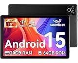 MUISOO Android 15 Tablet, 2025 Newest 10 Inch Tablet, 20GB RAM+64GB ROM (TF 1TB), 5000mAh, 1280 * 800 HD, WiFi 6, Bluetooth 5.4, Dual Cameras, Dual Speakers, Black