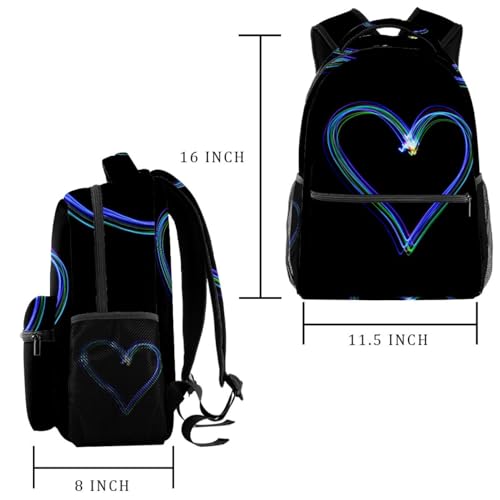 Sac à dos multicolore en forme de cœur idéal pour le collège et sorties - 2