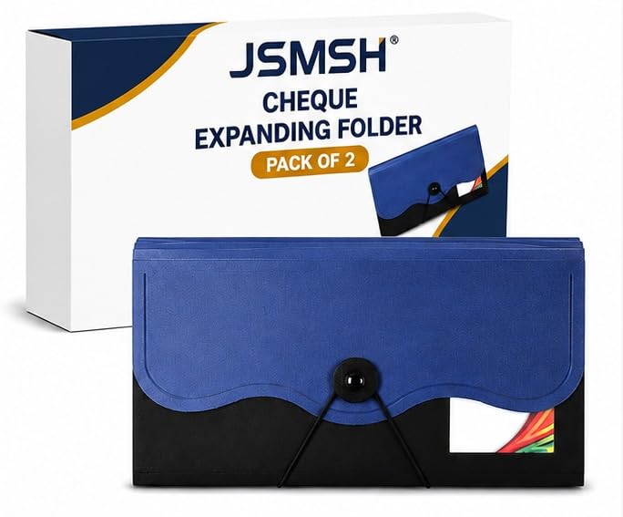 Image of Expanding Cheque Book Holder Case, 12 Pocket Multi Passbook Holder /Bill Folder /Passport /Memo Cards /Cash Storage Pouch Organizer with Elastic Swing (Color May Very) (Pack of 2)