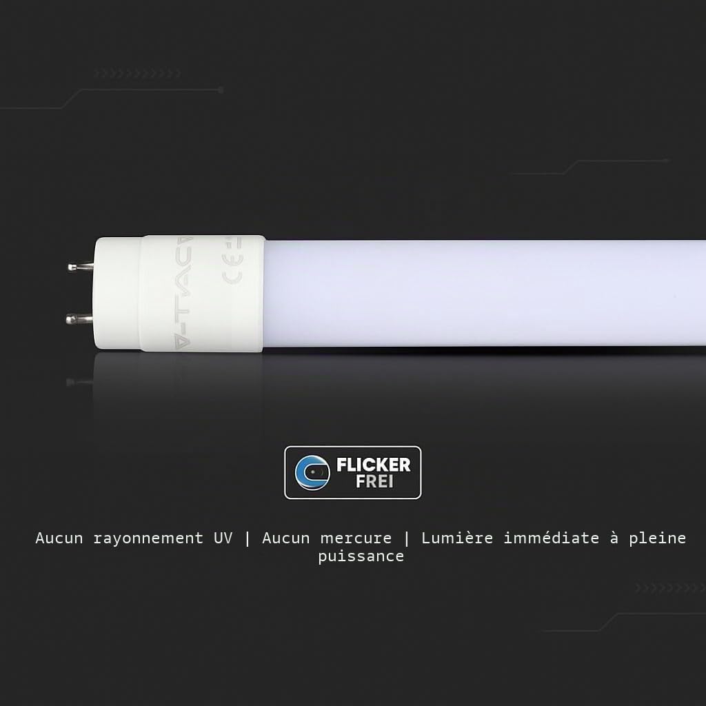 Lot de 5 tubes LED 120 cm, blanc neutre (4000 K), 160 lm/W, 1920 lumens, T8, G13-12 W (remplace 36 W) avec démarreur, tube LED fluorescent tube