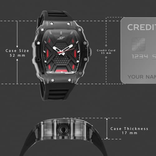 Image of SF Maiden Voyage Sport Watch Quartz Analog with Black Dial Black Silicon Strap Watch for Men - 77178PP08W