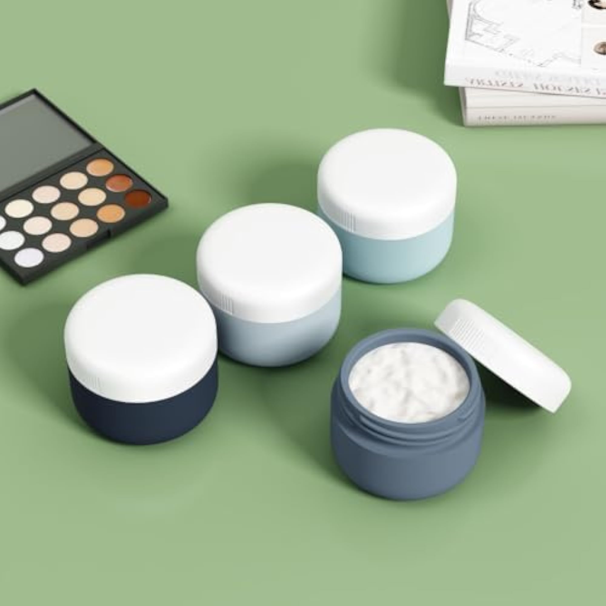 Travel Silicone Cream Jars with Spatulas Tool, TSA Approved