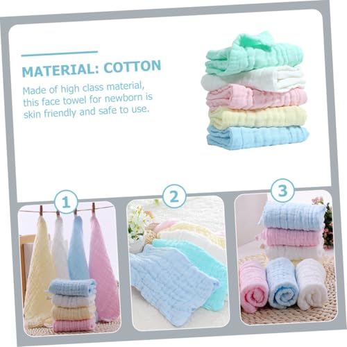 Image of Little Boo Muslin Cotton Face Towels for New Born Baby Extra Soft Hankies Reusable Napkins for Infants Toddlers Baby Care Soft & Absorbent - Pack of 5 (Multicolour)