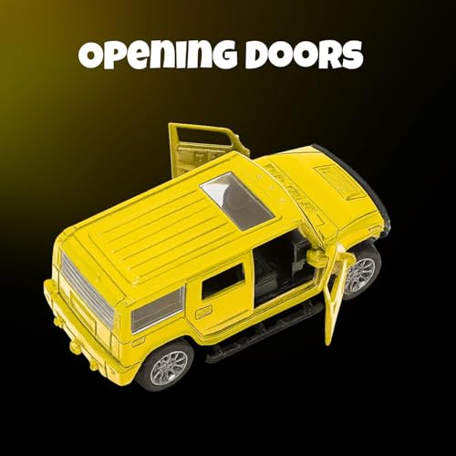 Image of Amisha Gift Gallery Hummer SUV Diecast Metal Car Toy for Kids, Yellow | Scale Racing Model, Pull Back Action, Opening Doors, For Kids Boys and Girls