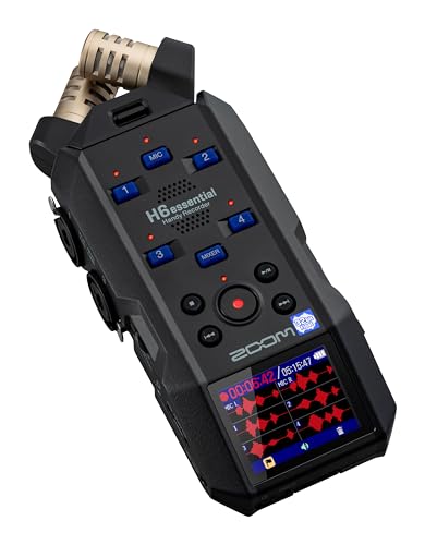 Image of Zoom H6 Essential Handheld Recorder for Musicians, Podcasters & Filmmakers with Stereo Microphones, 4 XLR /TRS Inputs, 6 Tracks of 32-Bit Float Recording, & USB Audio Interface | 4 Xlr and Trs Inputs, Xy Stereo Mic Included, Up to 96khz, USB-C Interface, SD Up to 1TB