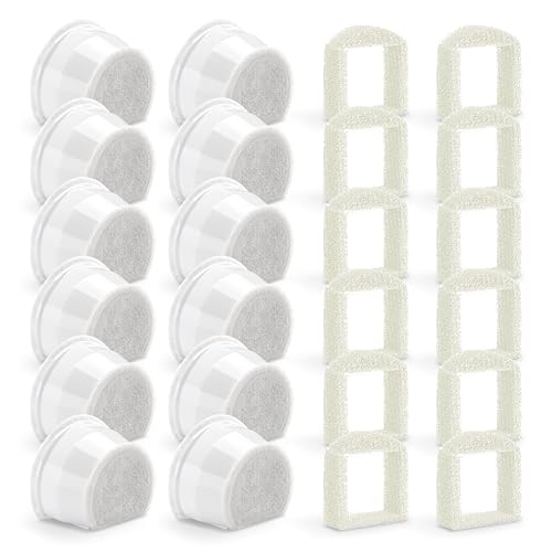 Filtres pour fontaines à eau pour chats PetSafe Drinkwell, 12 filtres de rechange pour fontaines à eau pour chats et 12 filtres en mousse, filtres à charbon...