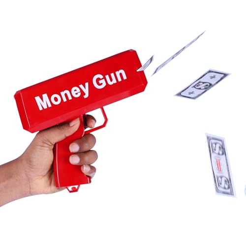 Image of Super Money Gun Cash Cannon for Wedding, Parties and Fun Includes Fake Dollars (2024) (RED Color)