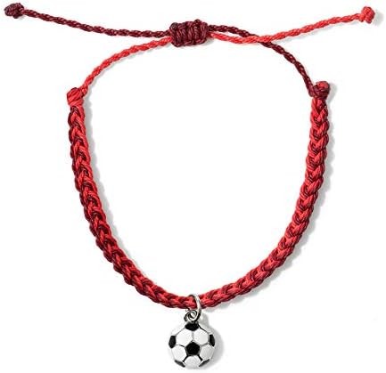 GIMMEDAT Soccer Jewelry Charm Bracelet Adjustable 7 Colors Bracelet 100% Waterproof Girls Sports Mom Woman Fan Gift (Red)